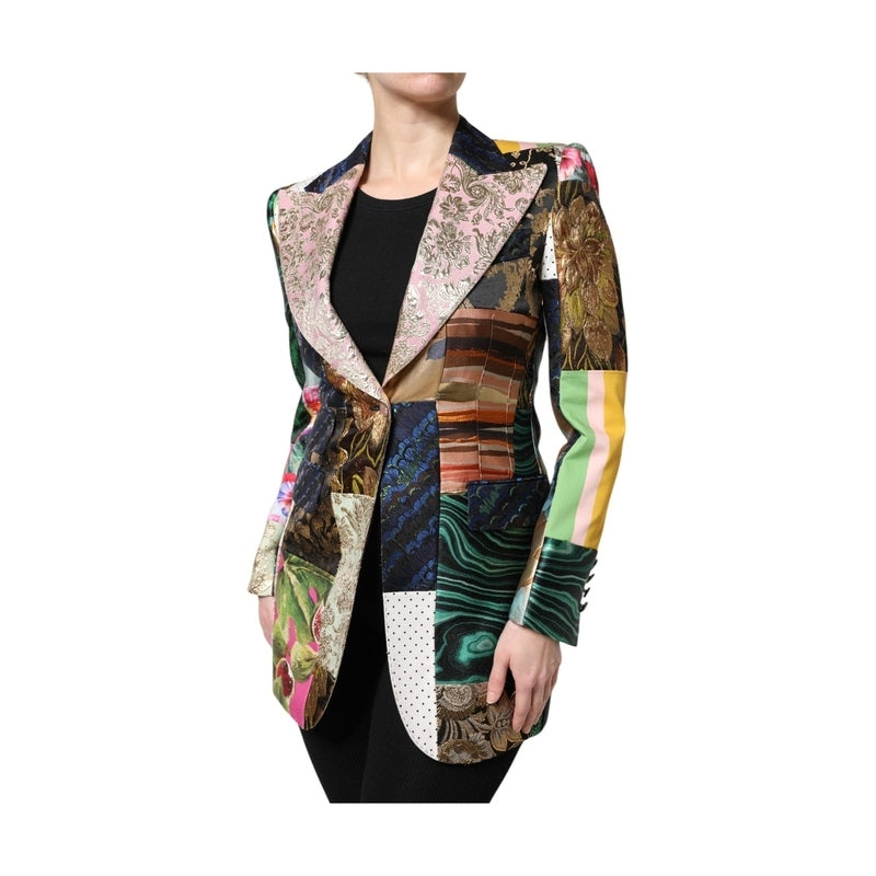 Dolce & Gabbana Multicolor Floral Patchwork Jacquard Jacket