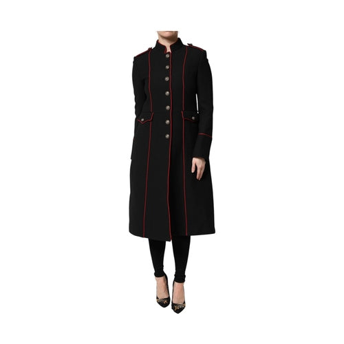 Dolce & Gabbana Black Wool Single Breasted Trench Coat Jacket