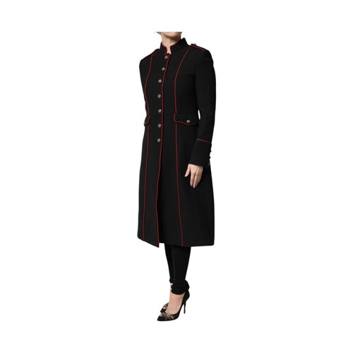 Dolce & Gabbana Black Wool Single Breasted Trench Coat Jacket