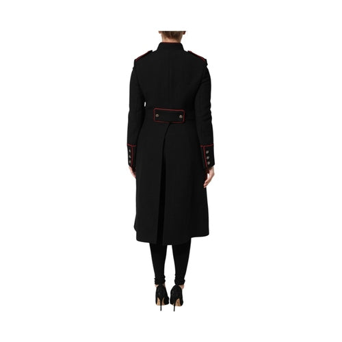 Dolce & Gabbana Black Wool Single Breasted Trench Coat Jacket