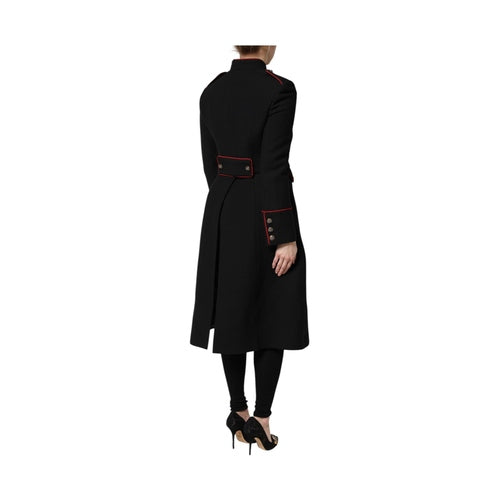 Dolce & Gabbana Black Wool Single Breasted Trench Coat Jacket