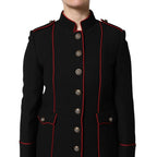 Dolce & Gabbana Black Wool Single Breasted Trench Coat Jacket