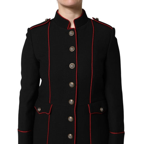 Dolce & Gabbana Black Wool Single Breasted Trench Coat Jacket