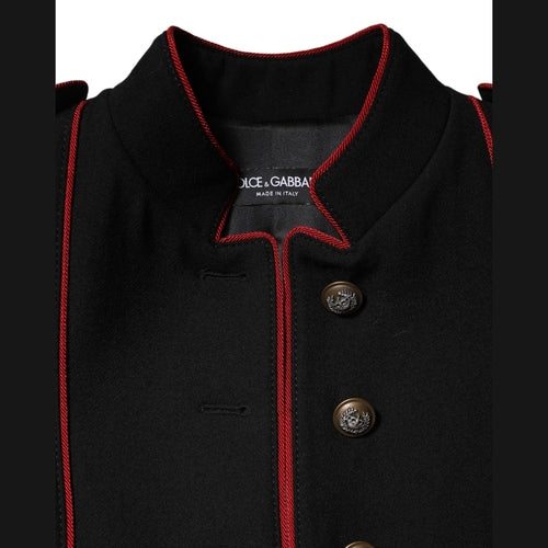 Dolce & Gabbana Black Wool Single Breasted Trench Coat Jacket