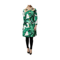 Multicolor Leaf Print Embellished Trenchcoat Jacket