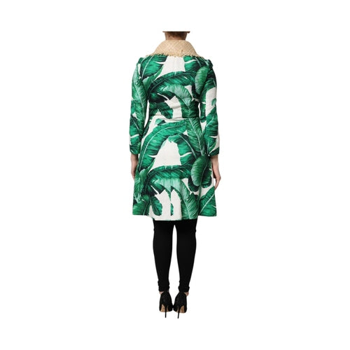 Dolce & Gabbana Multicolor Leaf Print Embellished Trenchcoat Jacket
