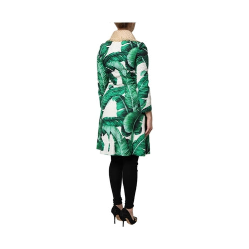 Dolce & Gabbana Multicolor Leaf Print Embellished Trenchcoat Jacket