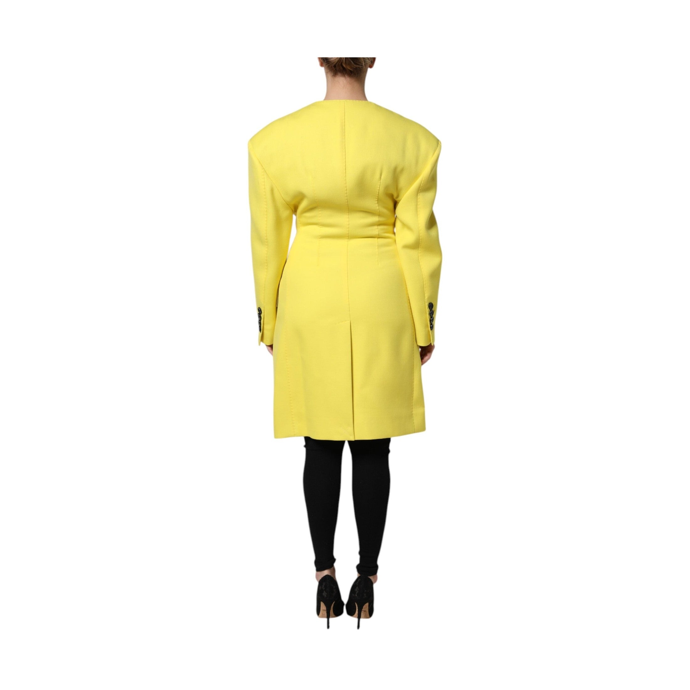 Dolce & Gabbana Yellow Double Breasted Trench Coat Jacket