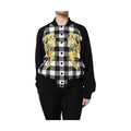 Black White Check Floral Button Down Jacket