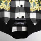 Dolce & Gabbana Black White Check Floral Button Down Jacket