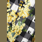 Dolce & Gabbana Black White Check Floral Button Down Jacket