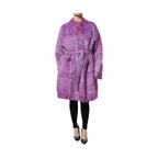Dolce & Gabbana Purple Button Embellished Trench Coat Jacket