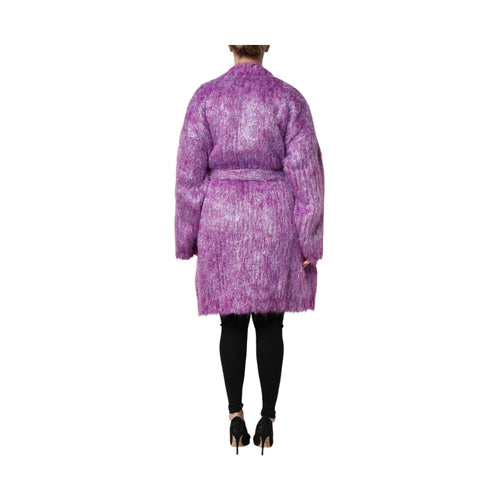 Dolce & Gabbana Purple Button Embellished Trench Coat Jacket