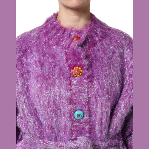 Dolce & Gabbana Purple Button Embellished Trench Coat Jacket
