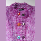 Dolce & Gabbana Purple Button Embellished Trench Coat Jacket