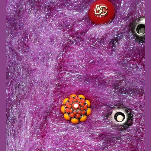 Dolce & Gabbana Purple Button Embellished Trench Coat Jacket