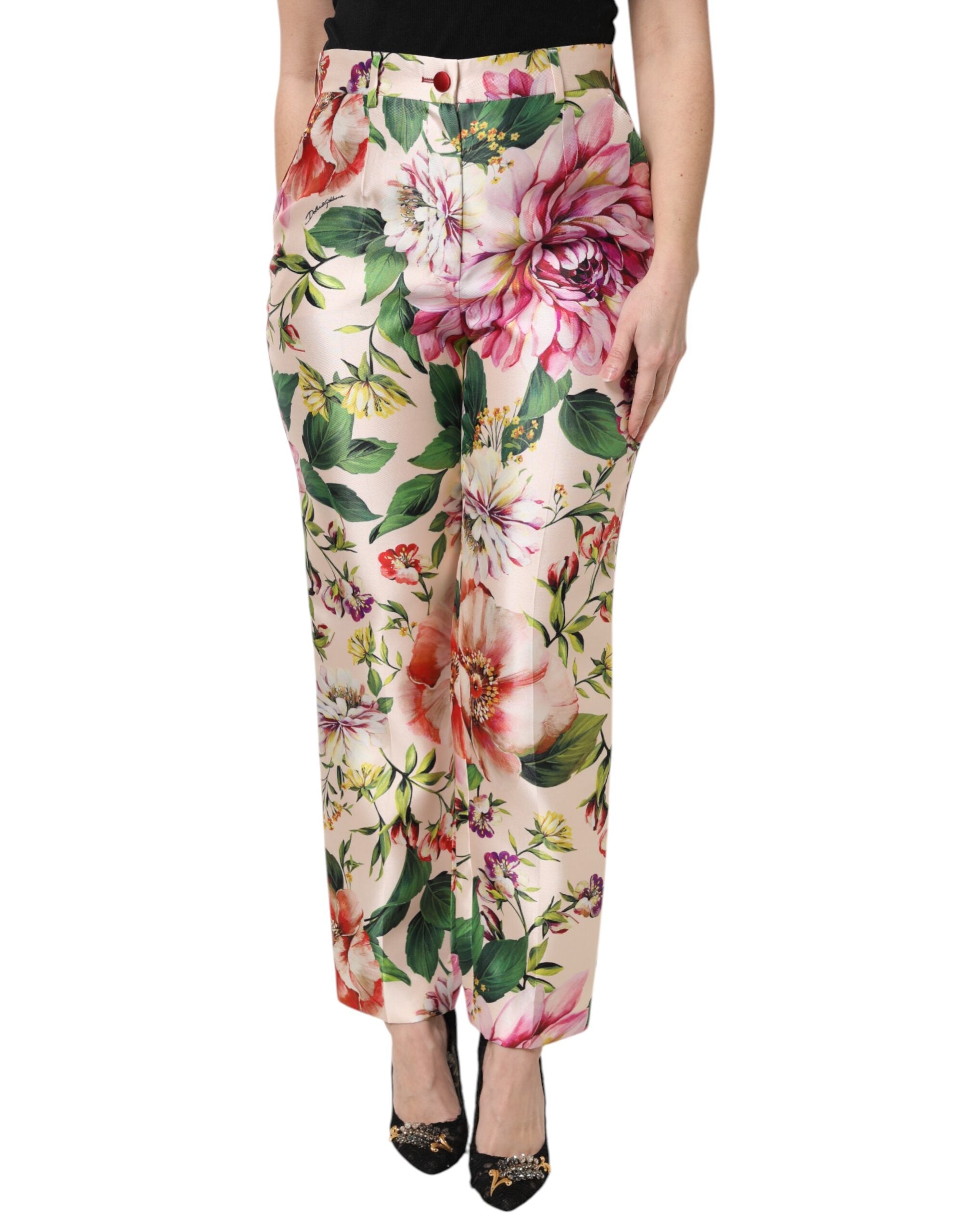 Dolce & Gabbana Multicolor Floral High Waist Straight Pants