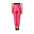 Dolce & Gabbana Pink Silk High Waist Tapered Pants