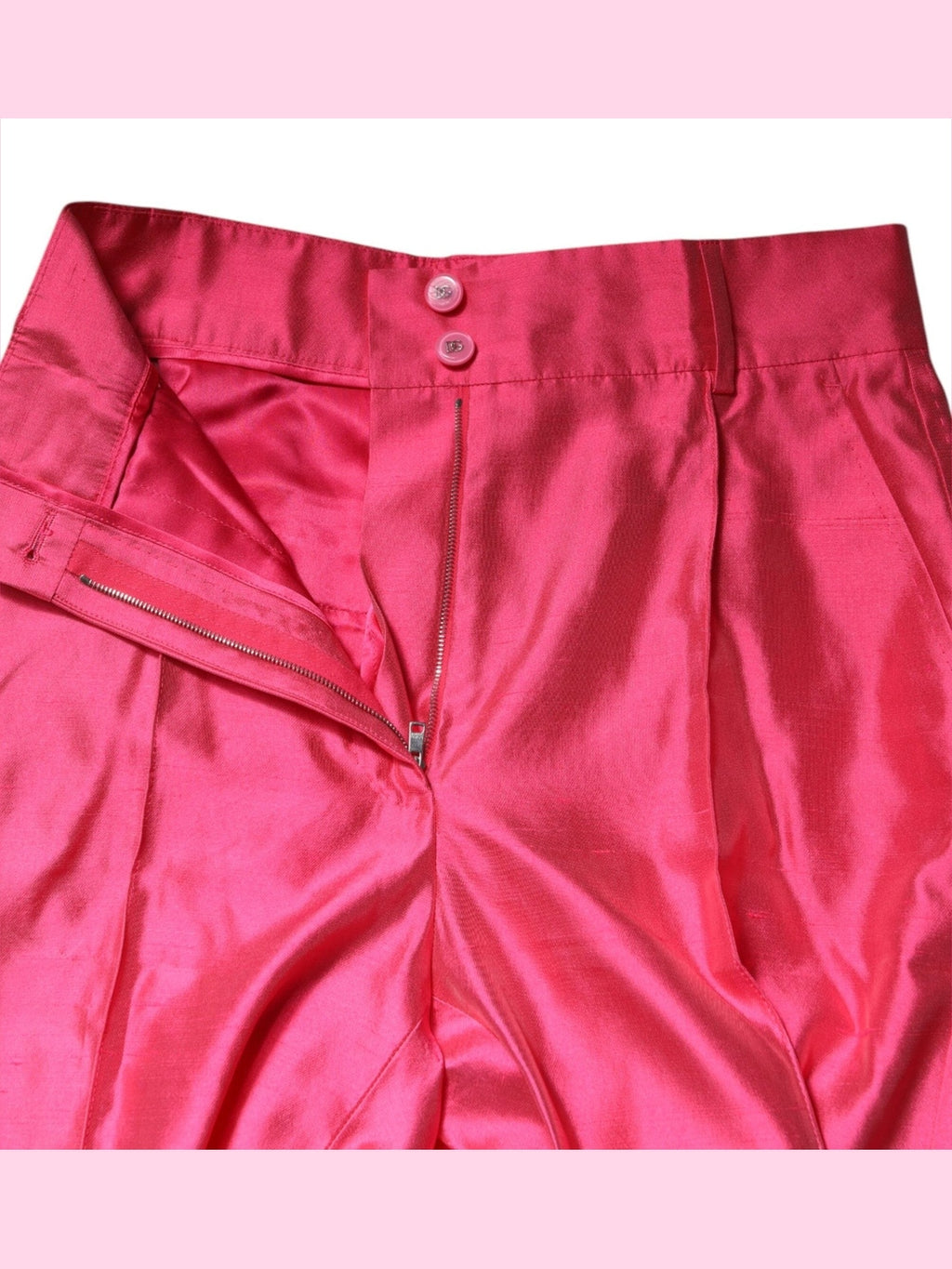 Dolce & Gabbana Pink Silk High Waist Tapered Pants