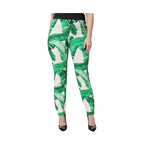 Dolce & Gabbana White Green Leaf High Waist Pants