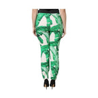 Dolce & Gabbana White Green Leaf High Waist Pants