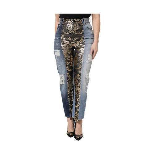 Dolce & Gabbana Multicolor Patchwork High Waist Denim Jeans
