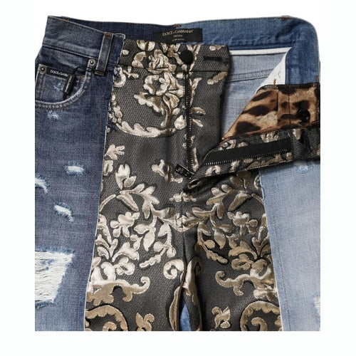 Dolce & Gabbana Multicolor Patchwork High Waist Denim Jeans