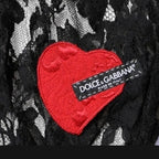 Dolce & Gabbana Black Cotton Floral Lace Women Blouse Top