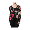 Black Floral Long Sleeve Women Blouse Top