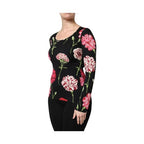 Dolce & Gabbana Black Floral Long Sleeve Women Blouse Top