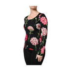Black Floral Long Sleeve Women Blouse Top