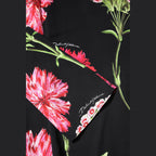 Black Floral Long Sleeve Women Blouse Top