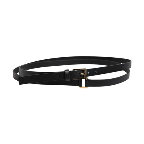 Black Classic Gold Metal Logo Buckle Belt