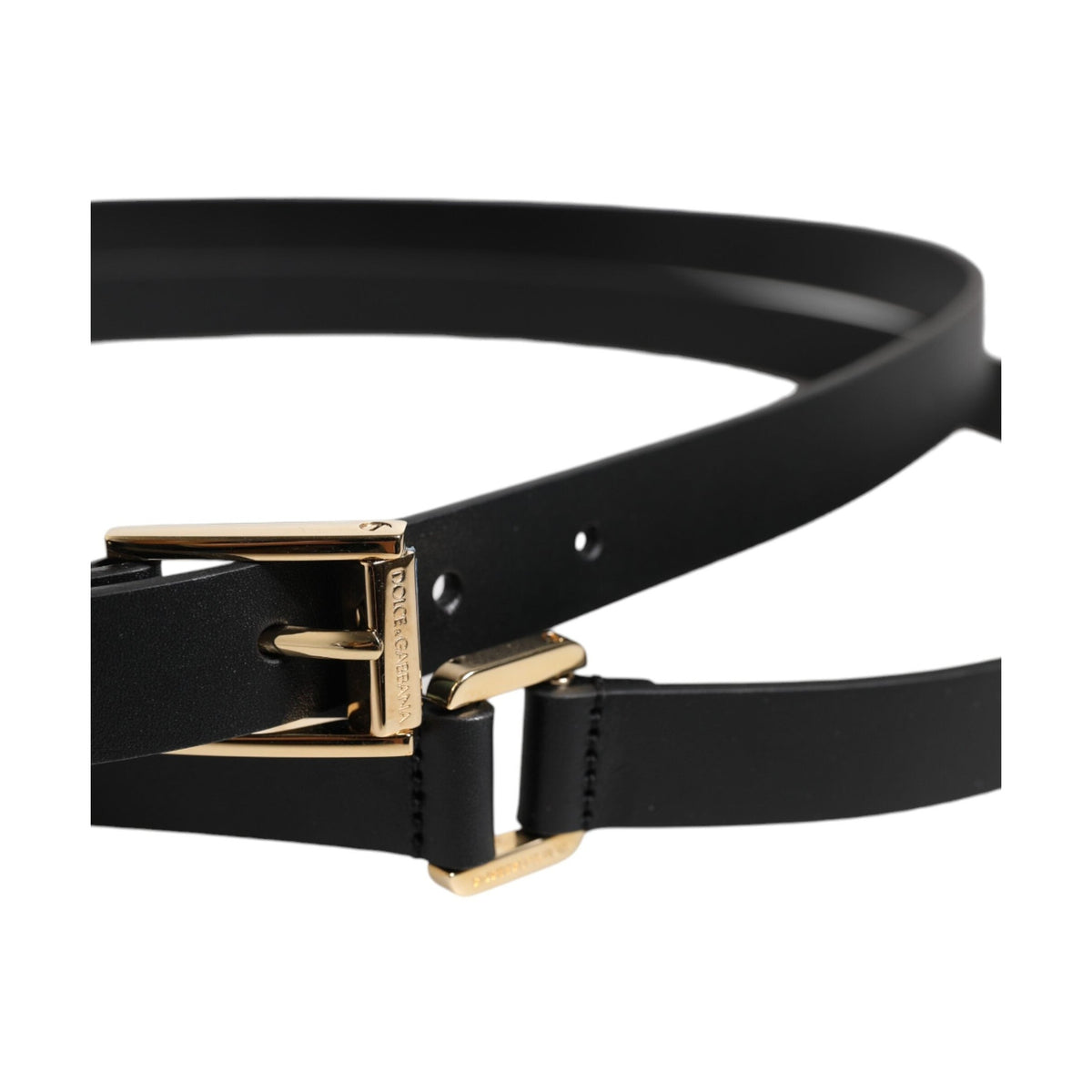 Black Classic Gold Metal Logo Buckle Belt