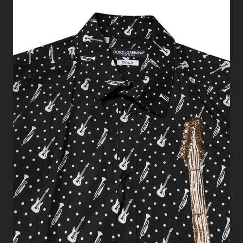 Dolce & Gabbana Black GOLD Instrument Embellished Shirt