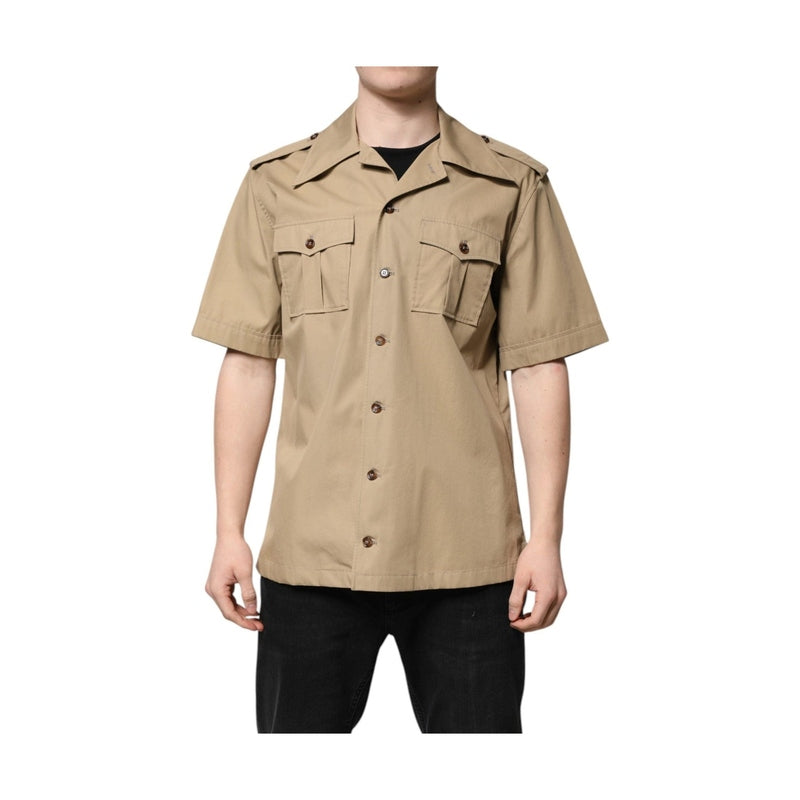 Dolce & Gabbana Brown Graphic Print Short Sleeves Shirt