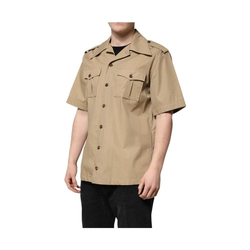 Dolce & Gabbana Brown Graphic Print Short Sleeves Shirt