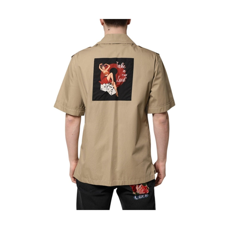 Dolce & Gabbana Brown Graphic Print Short Sleeves Shirt