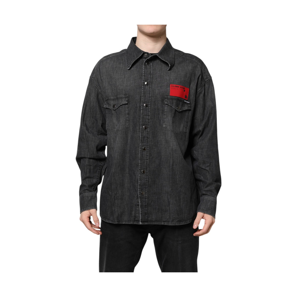 Dolce & Gabbana Gray Long Sleeves Button Down Denim Shirt