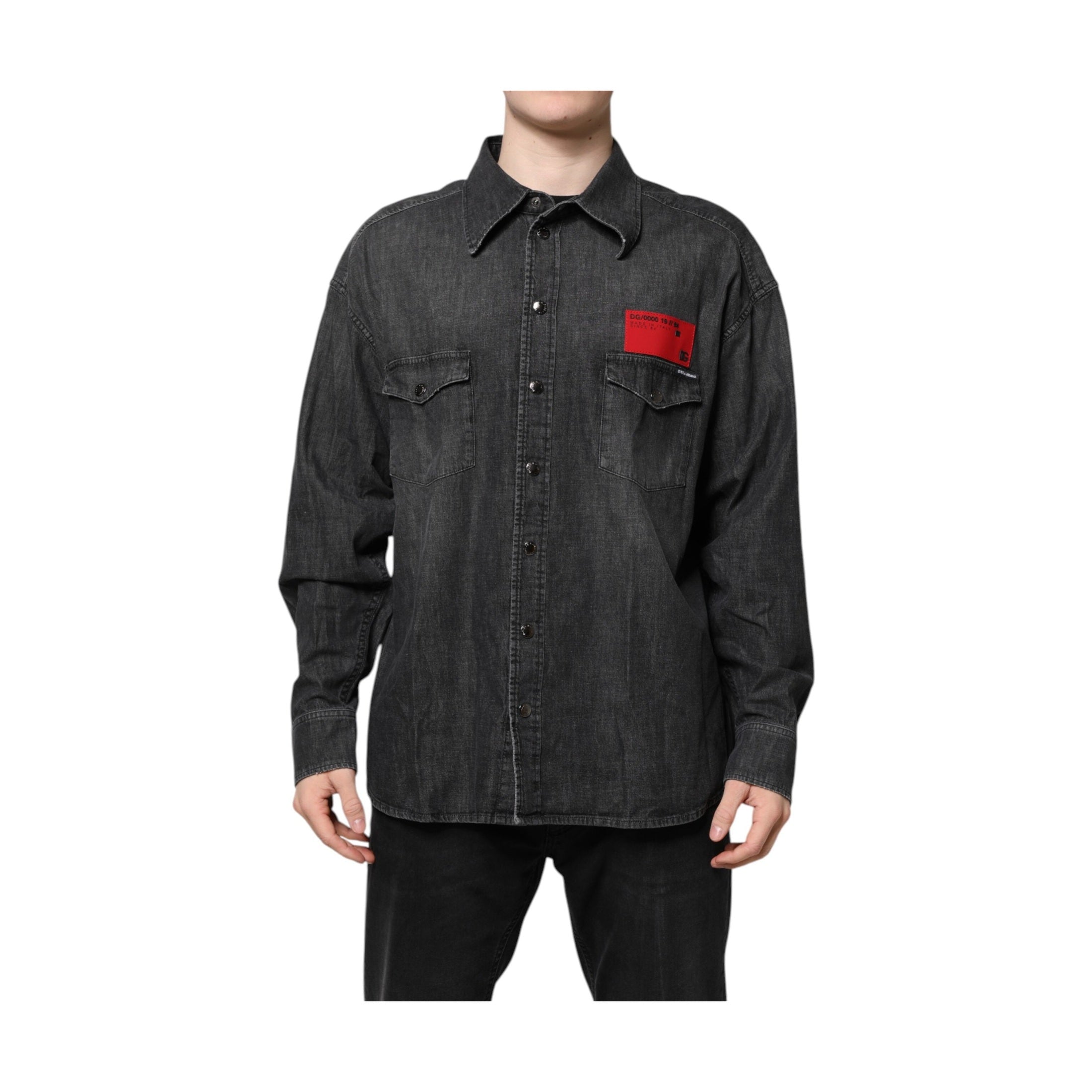 Dolce & Gabbana Gray Long Sleeves Button Down Denim Shirt