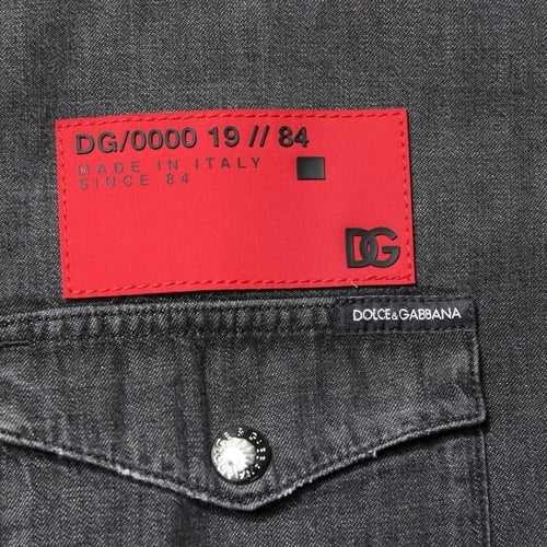 Dolce & Gabbana Gray Long Sleeves Button Down Denim Shirt