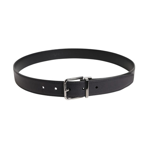 Dolce & Gabbana Black Classic Calf Leather Silver Buckle Belt