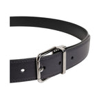Dolce & Gabbana Black Classic Calf Leather Silver Buckle Belt