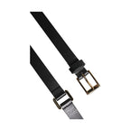 Dolce & Gabbana Black Double Strap Leather Gold Buckle Belt