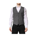 Dolce & Gabbana Gray Plaid Wool Formal Dress Waistcoat Vest