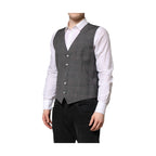 Dolce & Gabbana Gray Plaid Wool Formal Dress Waistcoat Vest