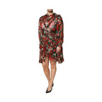 Dolce & Gabbana Multicolor Ruffle Floral Long Sleeves Dress
