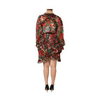 Dolce & Gabbana Multicolor Ruffle Floral Long Sleeves Dress
