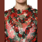 Dolce & Gabbana Multicolor Ruffle Floral Long Sleeves Dress