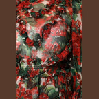 Dolce & Gabbana Multicolor Ruffle Floral Long Sleeves Dress